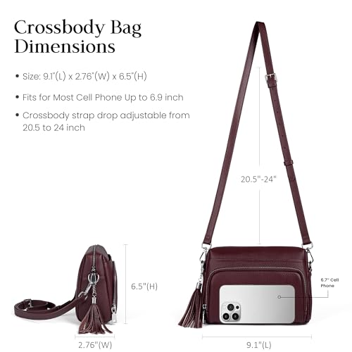 Image of befen Genuine Leather Crossbody Bags for Women Leather Wallet Travel Purse
