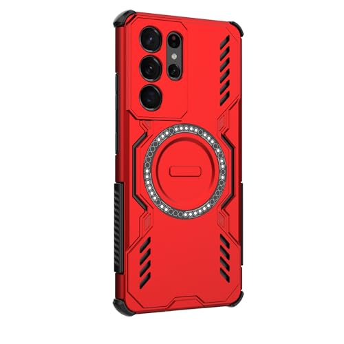 Coque Samsung S21 Ultra 5G antichoc rigide rouge avec support charge sans fil - 3