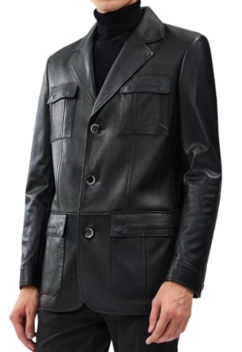 Vintage Real Lambskin Blazer - NY Classy Leather Sport Coat Regular Fit Casual Style Blazer Jacket3