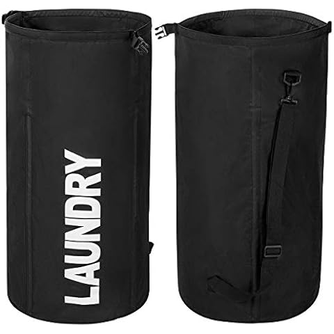 WOWLIVE Extra Large Foldable Laundry Bag Durable Laundry Basket Collapsible Laundry Hamper Backpack Dirty Clothes Hamper Standing Waterproof Hampers for Laundry Dorm Room (Black) Cover
