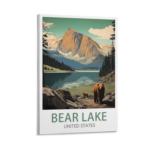 Toile de voyage vintage Bear Lake par LICHNWW, impression haute définition 40x60