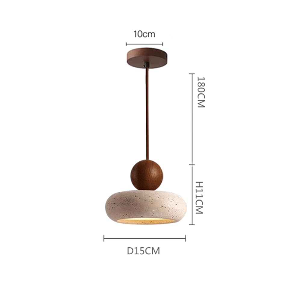 Mała lampa wisząca z żółtego trawertynu w stylu Wabi-Sabi, lampa wisząca, żyrandol, jadalnia, bar, kuchnia, wyspa sufitowa, vintage LED-owe lampy sufitowe, 3000 K – ciepłe światło