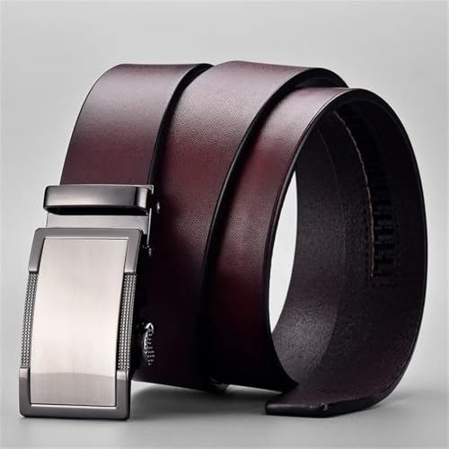 Men Business Casual Genuine Leather Belt Male Metal Automatic Buckle Waist Jeans Waistband3