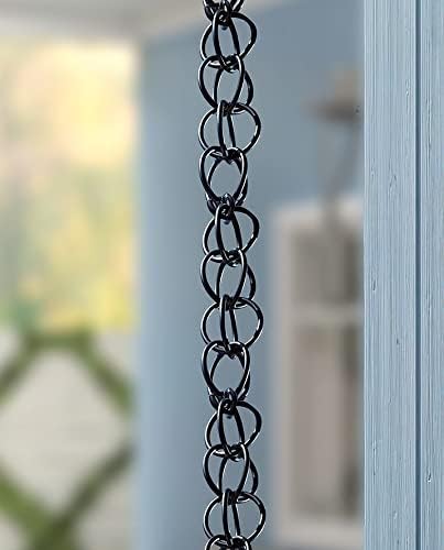 Miniatura 5 de Monarch Rain Chains Anillo de aluminio negro cadenas de lluvia para canaletas  Cadena de lluvia decorativa negra de 8.5 pies para exteriores,