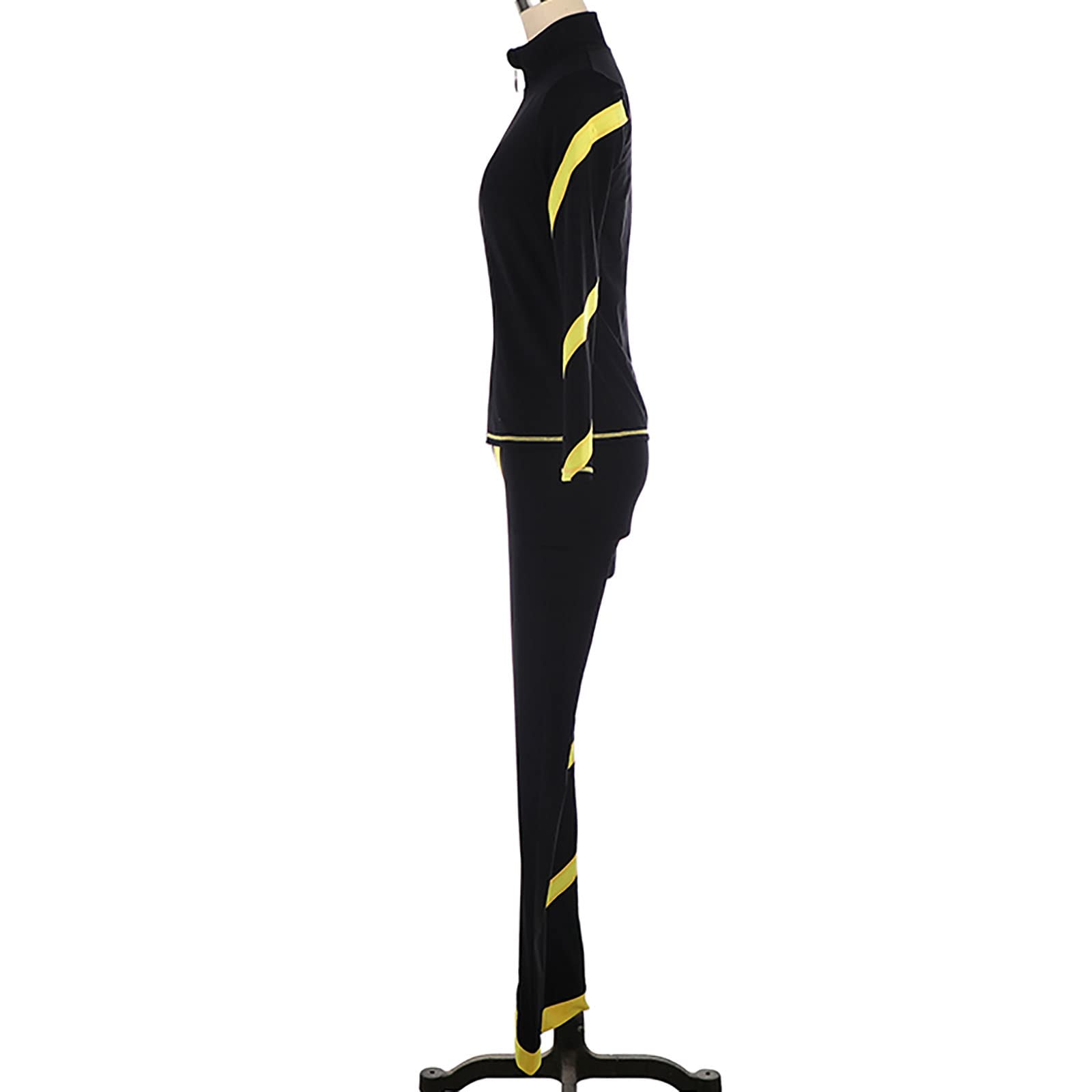 Conjuntos de Chaqueta y Pantalones de Patinaje sobre Hielo para Mujer Traje de Patinaje Artístico, Entrenamiento Competencia Ropa de Patinaje(Size:3XS,Color:Amarillo)