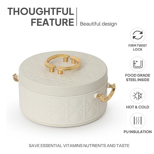 Image of CELLO Ornetto 2000 Insulated Serving Casserole 2000 ml Beige | Food Grade, Double Walled, PU Insulated | Hot Pot Case Keeps Food Fresh & Hot for Long Hours | Casserole Set for Roti, Chapati, Rice