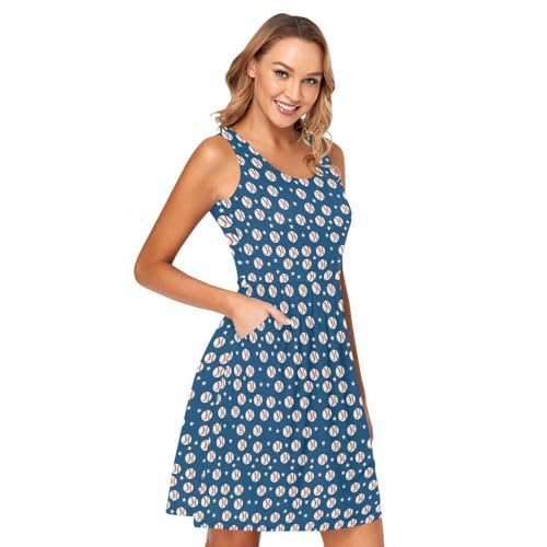 Image of ALAZA Women's Summer Dress Sun Dress Sleeveless with Pockets