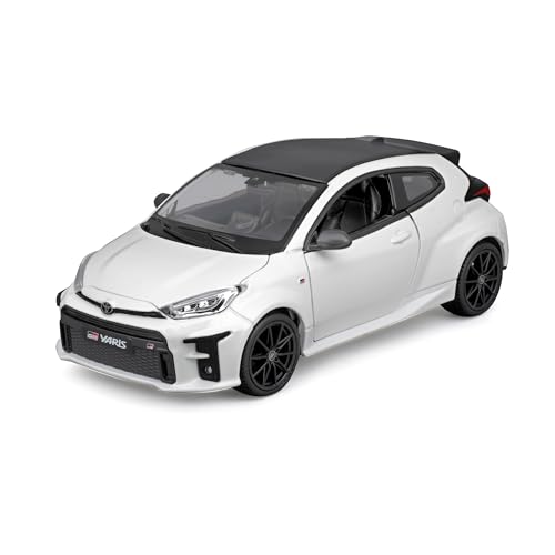 COLORBABY Burago Maqueta Coche Toyota GR Yaris, Escala 1:24, Diseño aerodinámico en Rojo o Blanco, Fabricado en Die-Cast Metal, Puertas de Apertura Manual, Interior detallado (78126)