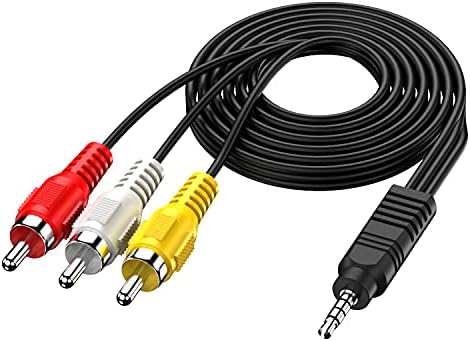 BERLAT 3.5 mm to RCA AV Camcorder Video Cable,3.5mm 18 TRRS Male to 3 RCA Male Plug Adapter Cord for TV,Smartphones,MP3, Tablets,Speakers,Home Theater - 5ft1.5M