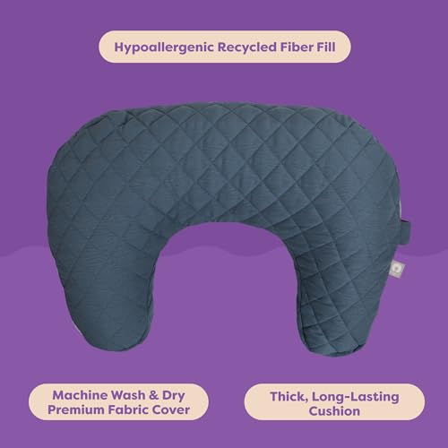 Image of Boppy Nursing Pillow, Luxe Ergonomic Breastfeeding & Baby Feeding Support | High, Firm, Large Area Cushion, Water-Repellent Liner, Washable Cover, Wider Opening, Flexible Fiber Fill -Quilted Slate Blue