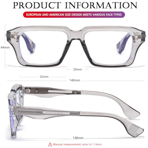 Image of AIEYEZO Fashion Square Blue Light Glasses for Men Women Retro Thick Frame Blue Light Blocking Computer Glasses