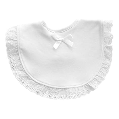 Lalang Baby Dribble Bibs Round Bandana Bibs with Lace, Super Absorbent Cotton Baby Shower for Newborns Girls Boys Infants Toddlers (White) Cover