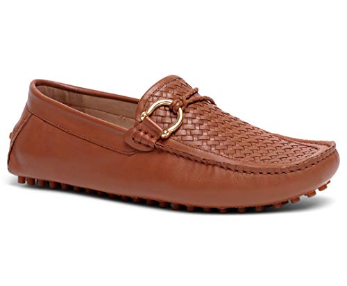 Carlos by Carlos Santana Men's Loafers, Tan Interweave Calfskin Leather, 13