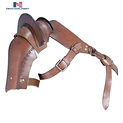 NauticalMart Warriors Single Pauldron Leather Shoulder Armor Brown Halloween (Large)