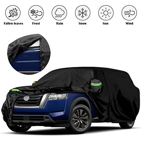 Image of Waterproof Car Covers Replace for 2012-2025 Nissan Pathfinder, 6 Layers All Weather Custom-fit Car Cover with Zipper Door & Windproof Bands for Snow Rain Dust Hail Protection (Pathfinder)