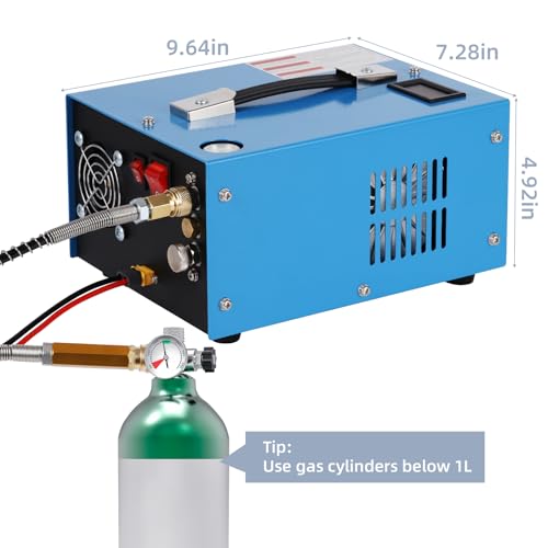 Image of PCP Air Compressor, 4500 Psi /30 MPa Scuba Tank Compressor, 12V DC /120V AC Power Supply, Built-in Power Converter, Suitable for PCP Air Rifles, Paintball, High-Pressure Tank Compressors