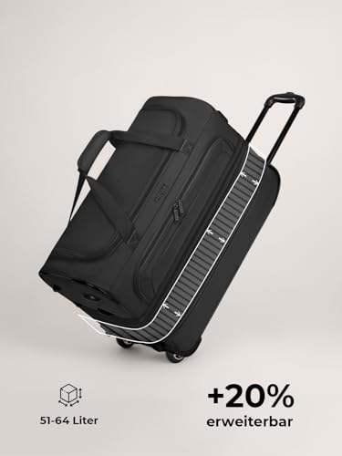 REDOLZ 2-Rollen MEDIUM Trolley-Reisetasche | Volumen mit Dehnfalte erweiterbar von 51 auf 64 Liter | für Männer & Frauen (55 cm, extra Bodenfach)