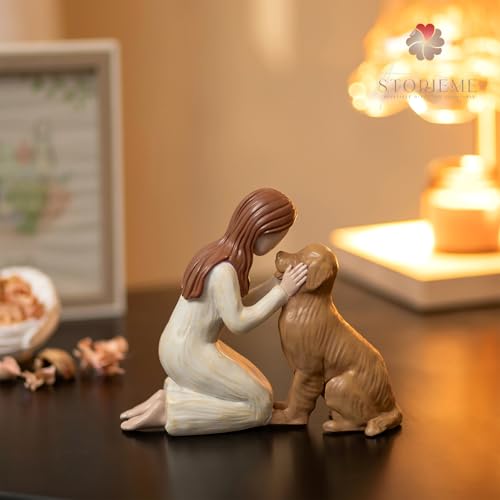 Storieme Golden Retriever Figur Geschenk: Handbemalte Hund Geschenke für Hundebesitzer zum Geburtstag Weihnachten Freundschaft (11cm x 13.2cm)