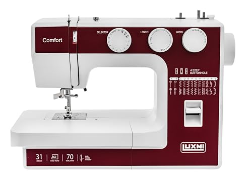 Image of Comfort Automatic Zig-Zag Electric Sewing Machine || 23 Built-In-Stitches || 31 Stitch Function (2 Colour Options) With Complementary Video Lessons (Maroon)