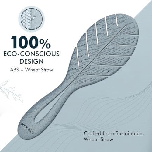 Image of Ikonic Me Leaf Cut Vent Hair Brush IKM 2511 - Eco Concious, Flexible Ion Bristles, Breakage Reduction, Even Bristle Spacing, Ergonomic Hollow Handle, Heat & Water Resistant Styling - Powder Blue
