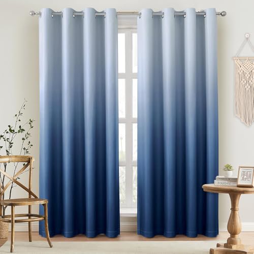 La Mejor Selección de Cortina azul , listamos los 10 mejores. 47 NANWEI Cortinas Blackout para Recamara con Color Degradado, Cortinas para Sala Aislamiento Térmico, Ojales Parte Superior, Tela Impermeable, Reducción Ruido, 2 Paneles...