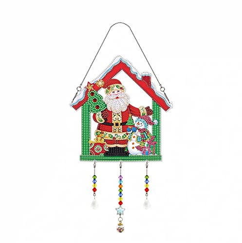 Carillon à vent 5D à suspendre - Motif Père Noël - Bonhomme de neige - Décoration de jardin - Pour enfants Cover