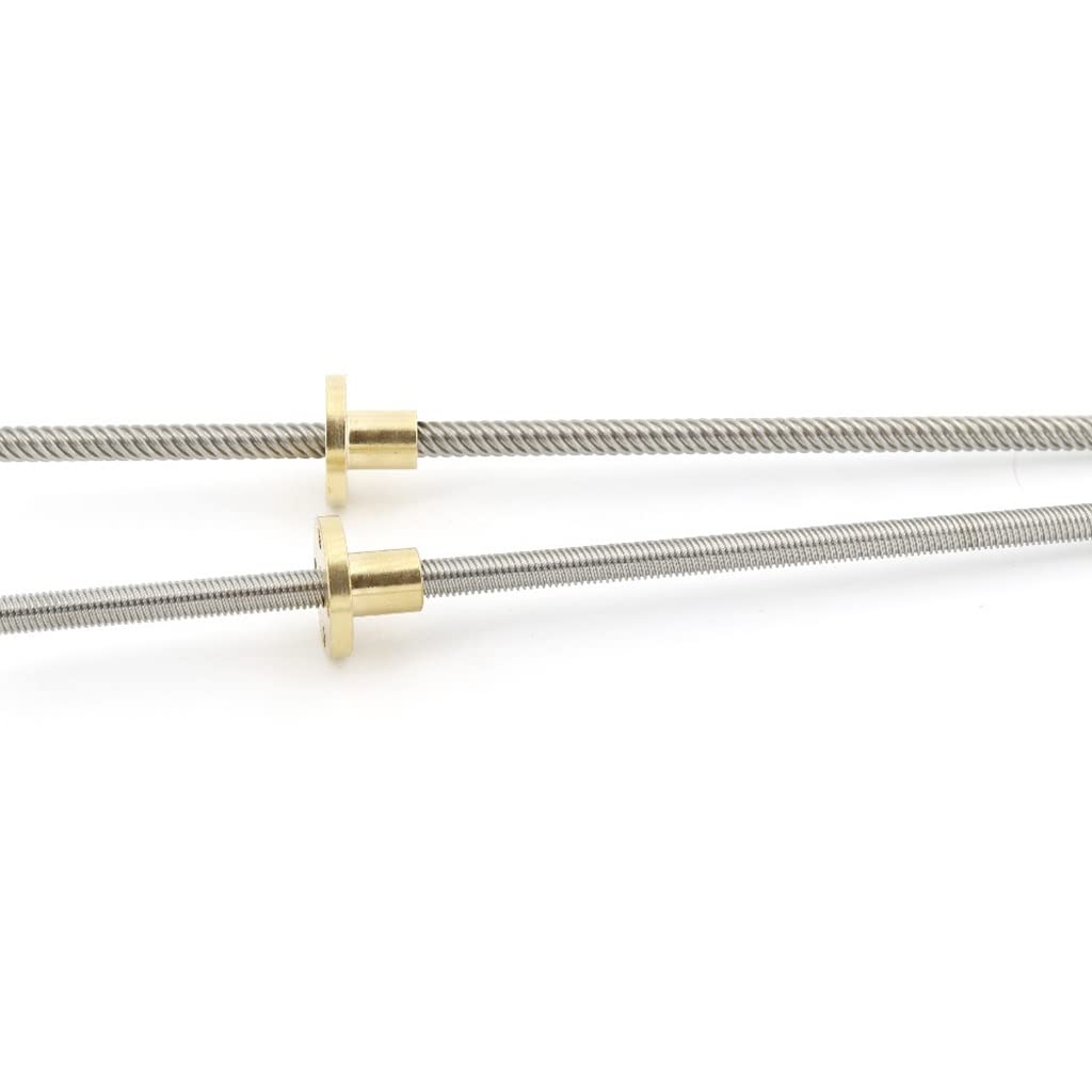 Husillo trapezoidal de acero inoxidable 304, 1 tornillo T6, longitud 180 mm, paso 2-12, con tuerca latón y varilla roscada