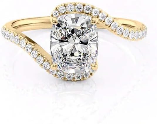 1–5 CT Colorless Lab-Created Moissanite Engagement Ring in 10K 14K 18K Solid Gold or 925 Sterling Silver Bypass Halo Wedding Ring for Christmas gift for Women(VVS-VVS1)
