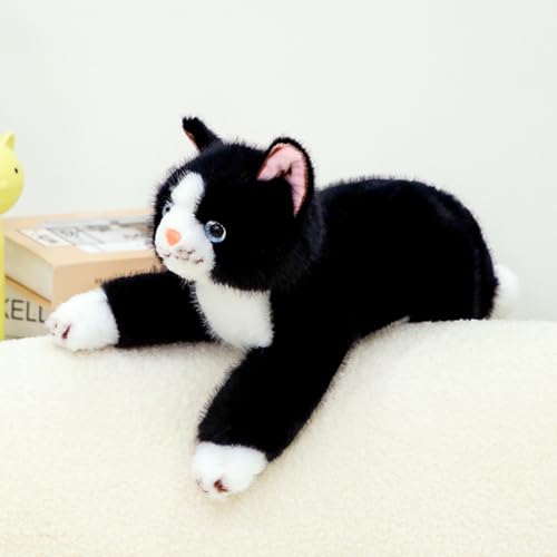 Image of PEACH CAT Cat Stuffed Animal 15 inch Realistic Kitten Plushies Soft Plush Toys Gifts for Kids Black