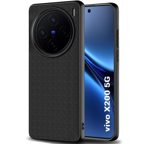 Image of TheGiftKart Back Cover Case for Vivo X200 5G | Slim & Lightweight | Ultra-Premium Design | Camera Protection Bump | Fabric Texture Case Cover (PC & TPU, Black)