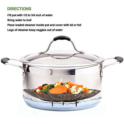 Image of SYGA Stainless Steel Vegetable Steamer Basket /Insert for Pots, Pans, Crock Pots & More. 7.5 inch to 11 inch