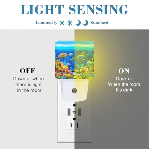 Image of Colorful Seabed Coral Reef Night Light for Kids, LED Night Light Plug into Wall with Dusk to Dawn Sensor for Girls Boys Women Men Room Decor, Hallway, Kitchen, Bathroom, Nursery, Stairs