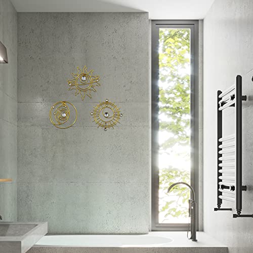 Manortang 9 Inch Metal Golden Wall Decor Abstract Sun Moon Star Wall Art Embelished Mystical Planet Indoor Outdoor Circle Wall Decorations thumb #8