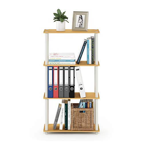 Image of Furinno (99557BE /WH) Turn-N-Tube 4-Tier Multipurpose Shelf Display Rack - Beech /White
