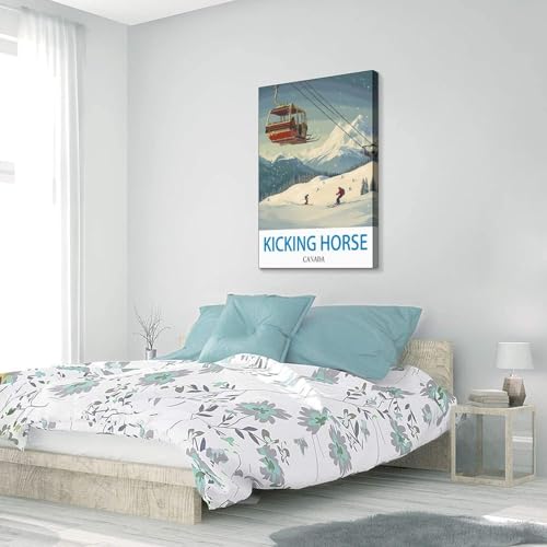 Toile vintage cheval du Canada décor de chalet authentique 60x90