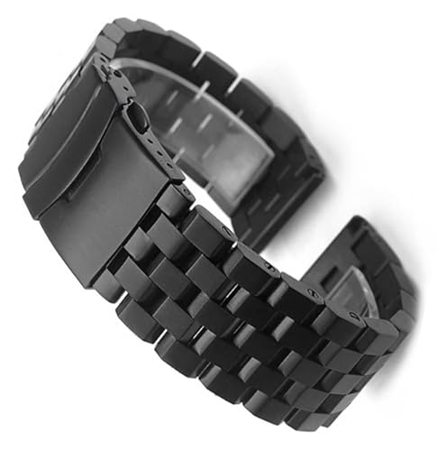 Bracelet de montre en métal avec maillons robustes en acier noir