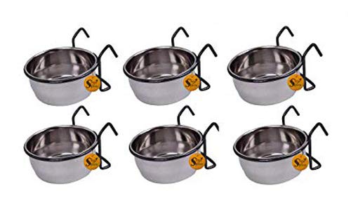 Sage Square Rustproof Stainless Steel Cage Food, Seed, Water Feeder Cum Bowl with Holder clamp for Birds (250ml) (Set of 6) (B08CZ74997) Amazon Price History, Amazon Price Tracker