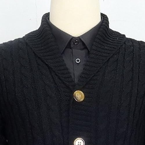Men's Shawl Collar Cardigan Sweater Slim Button Knit Ribbed Sweaters Long Cardigans Long Sleeve Knitted Outerwear4
