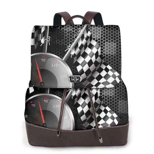 Sac à dos ordinateur portable en cuir damier noir taille unique pour campus et voyage
