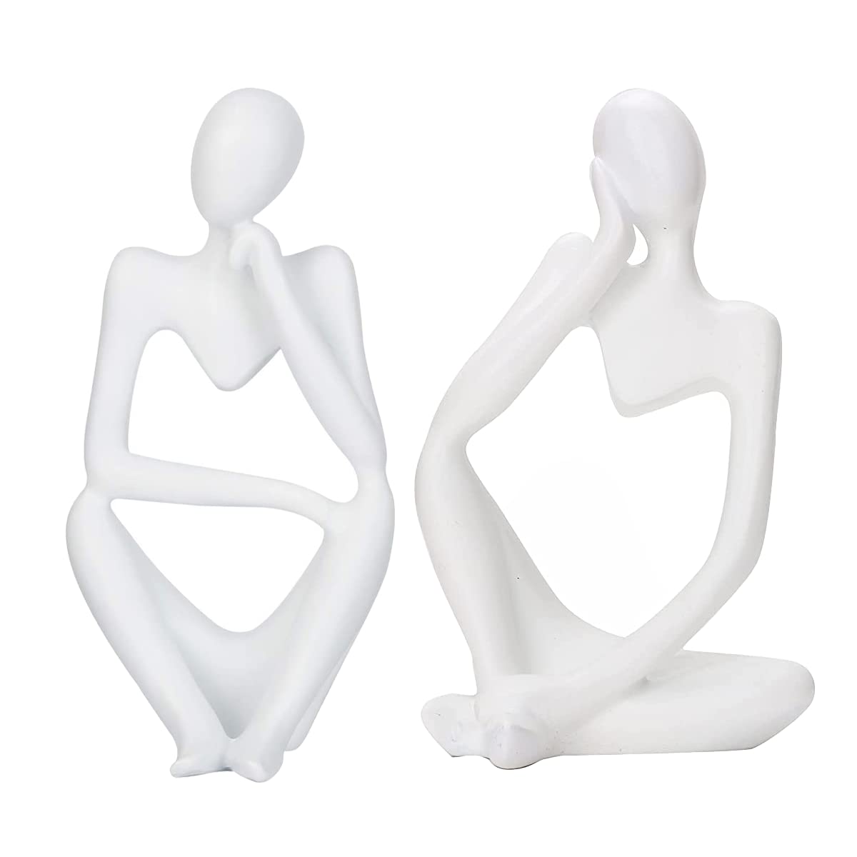 White Shelf Decor Resin Thinker Sculptures Home Decor Abstract Thinker Statue Home Office Bookshelf Desktop Home Decoration Collection Statue (White-Left/Right Thinker Statue)
