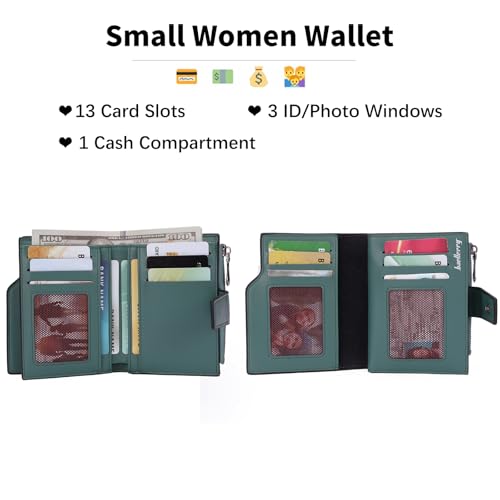 Image of Small Women Wallet Ladies Billfold Card Holder with Zipper Coin Pocket