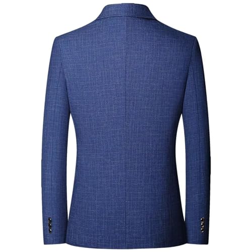 Men Blue Checkered Non-iron Suit Jackets black Light Business Casual Men Blazers Slim Fit4