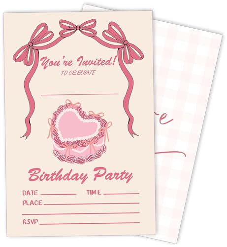 Eronm Vintage Cake Birthday Invitation- 20 Pack Girls Birthday In...