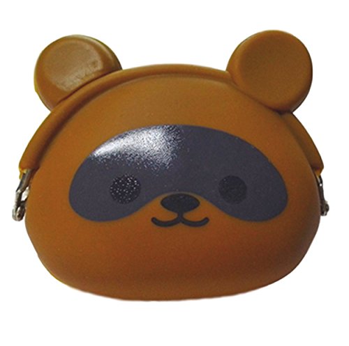 Preisvergleich Produktbild Niedliche Aufbewahrungstasche (Geldbeutel / Portemonnaie / Geldbörse / Münzbeutel / Schlüssel Etui / Kopfhörer Box) aus weichem Silikon mit süßen Tiermotiven für Kinder (Bär (Braun))