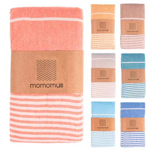 MOMOMUS Fouta Playa XXL, con Flecos y 100% Algodón – Ideal como Toalla de Playa Grande Antiarena...