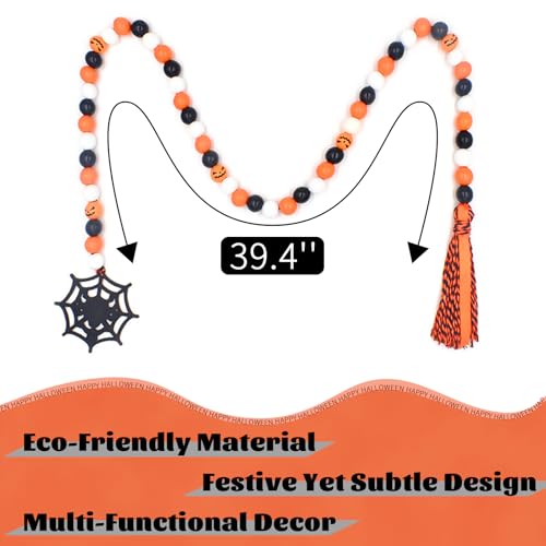 Oeyliz Halloween Tray Decor Wooden Bead Garland - image 4