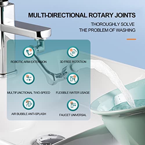 Image of 1080 Rotating Faucet Extender Aerator, Universal Splash Filter With 2 Water Outlet Modes - Big Angle Swivel Sink Face Wash Attachment