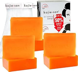 KOJIE SAN FACE & BODY SOAP WITH INCLUDED SOAP NET - 6 Bars of Kojie San Skin Lightening Kojic Acid Soap 135g and Authentic Leafa Soap Net, Number 1 Skin Lightening Soap!