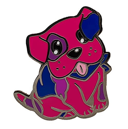 Hokum and Snark Bi Pride - Pin esmaltado duro para perro en colores bisexuales de la bandera LGBT+, joyería sutil del orgullo, morado, rosa, azul, S