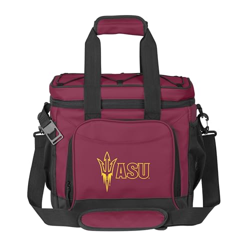 Logo Brands NCAA Arizona State Sun Devils Flex 24-Can Cooler - Heat-Sealed Leak-Proof Lining, Built-in Bottle Opener, Adjustable Shoulder Strap- Great for Tailgates & Picnics